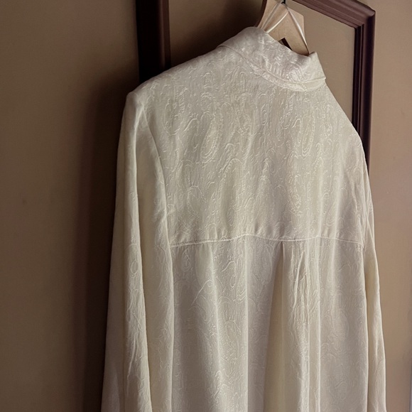 Zara Vintage Embossed Sewed Pattern Button-Up Blouse - Picture 12 of 12